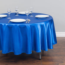 Load image into Gallery viewer, 90 in. Round Satin Tablecloth Royal Blue
