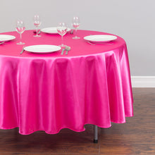 Load image into Gallery viewer, 90 in. Round Satin Tablecloth Fuchsia