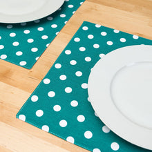 Load image into Gallery viewer, 13 X 19 in. White Polka Dots Cotton Placemats 4/Pack (6 colors)