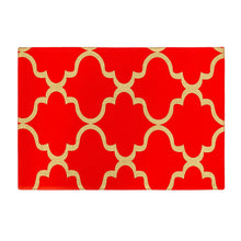 Load image into Gallery viewer, 13 X 19 in. Moroccan Print Cotton Placemats 4/pack Red & Gold