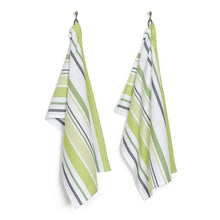 Load image into Gallery viewer, 18 X 28 in. Barcode-Striped Cotton Kitchen Towel 2/Pack Green