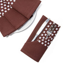 Load image into Gallery viewer, 18 in. Chocolate Basketweave Stripe Cotton Napkins 4/Pack