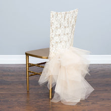 Load image into Gallery viewer, Floral Lace Tutu Chiavari Chair Cover Champagne