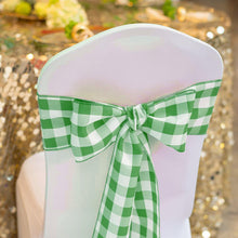 Load image into Gallery viewer, Polyester Chair Sash Green & White Checkered (10/Pack)