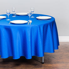 Load image into Gallery viewer, 90 in. Round Square-Point Damask Tablecloth Royal Blue
