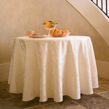 Load image into Gallery viewer, 108 in. Round Falling Lilies Damask Tablecloth (2 Colors)