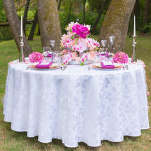 Load image into Gallery viewer, 108 in. Round Falling Lilies Damask Tablecloth (2 Colors)