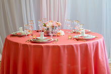 Load image into Gallery viewer, Bargain 132 in. Round Shantung Silk Tablecloth Coral