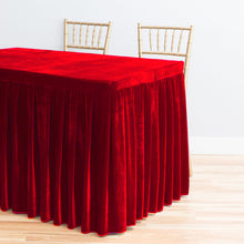 Load image into Gallery viewer, 6 ft. Fitted Velvet Table Skirt Red