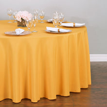 Load image into Gallery viewer, 132 in. Round Polyester Tablecloth Gold

