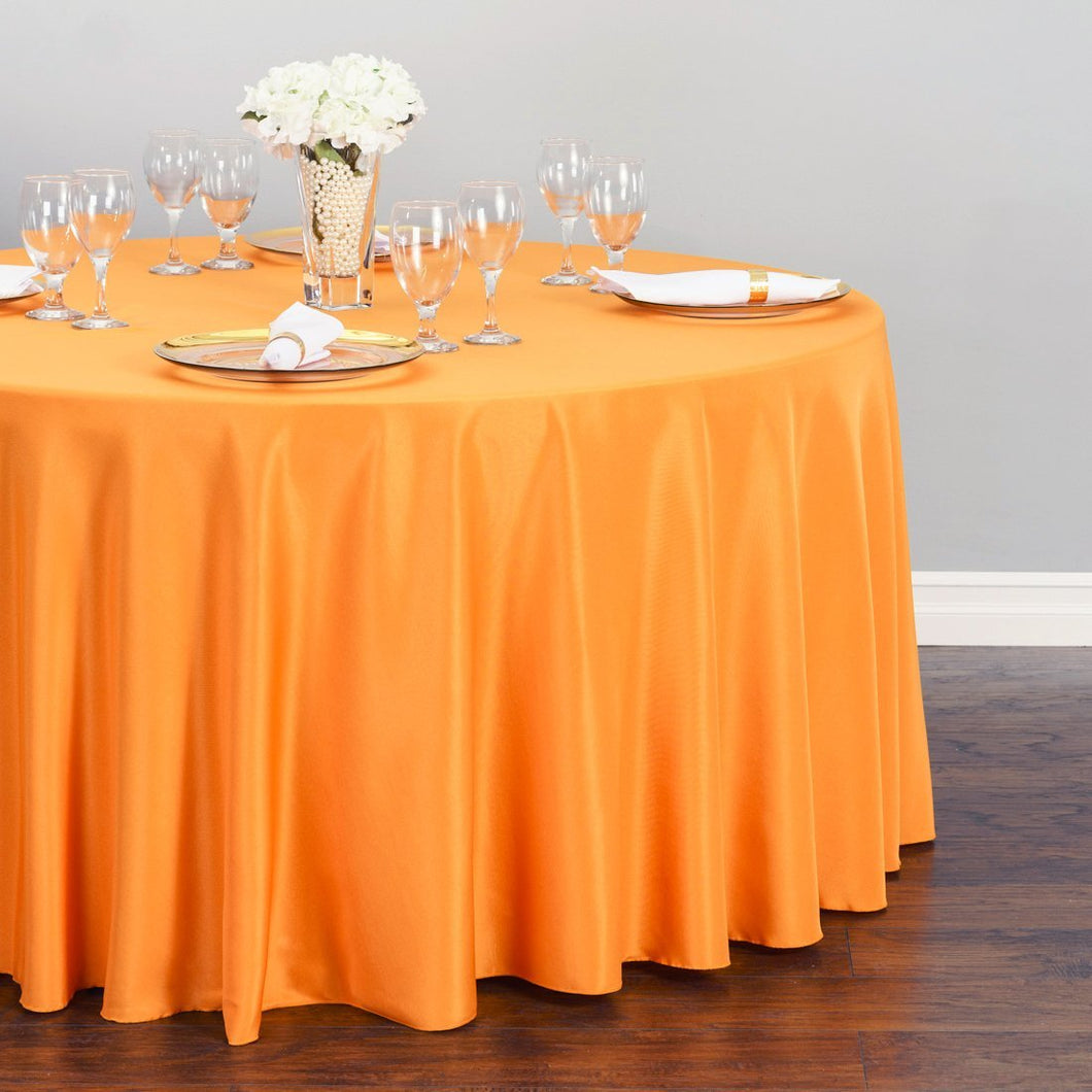 Bargain 120 In. Round Polyester Tablecloth Orange