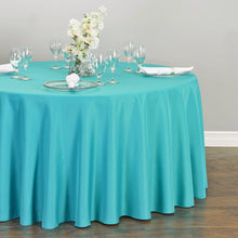 Load image into Gallery viewer, 108 in. Round Polyester Tablecloth Turquoise
