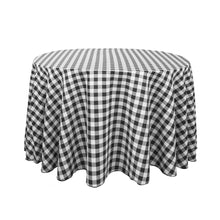 Load image into Gallery viewer, 108 in. Round Polyester Tablecloth Black &amp; White Checkered
