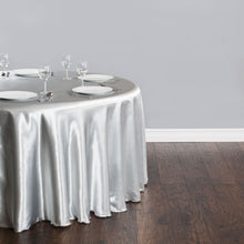 Load image into Gallery viewer, Bargain 120 In. Round Satin Tablecloth Silver
