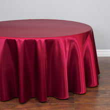 Load image into Gallery viewer, Bargain 108 In. Round Satin Tablecloth Burgundy
