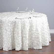 Load image into Gallery viewer, 130 in. Round Rosette Satin Tablecloth (14 Colors)
