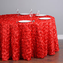 Load image into Gallery viewer, 130 in. Round Rosette Satin Tablecloth (14 Colors)
