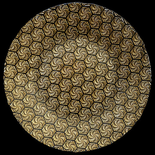 13 in. Camellia Blossom Glass Charger Plate Gold 4/Pack