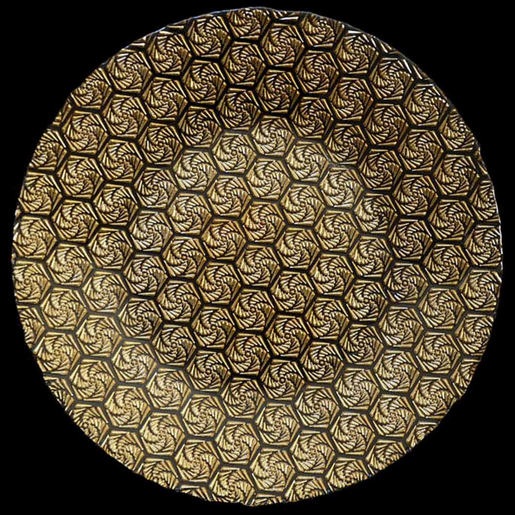 13 in. Camellia Blossom Glass Charger Plate Gold 4/Pack
