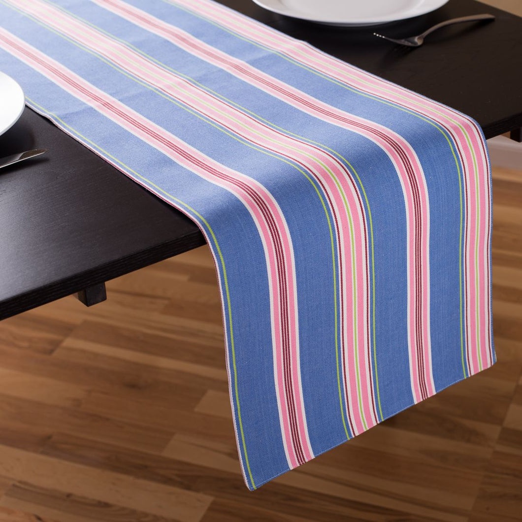 13 X 90 in. Striped Collection Cotton Table Runner Blue Multi-Stripe