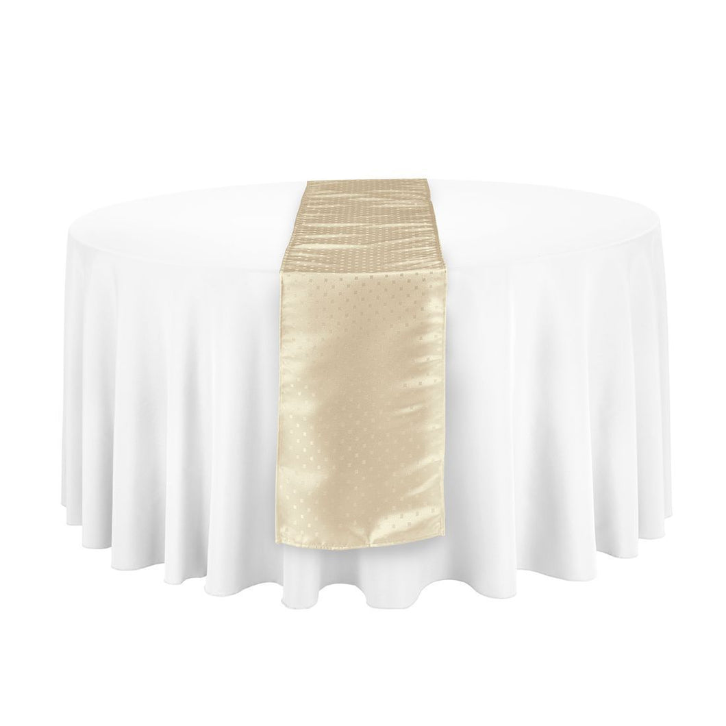14 X 108 in. Square-Point Damask Table Runner Ivory