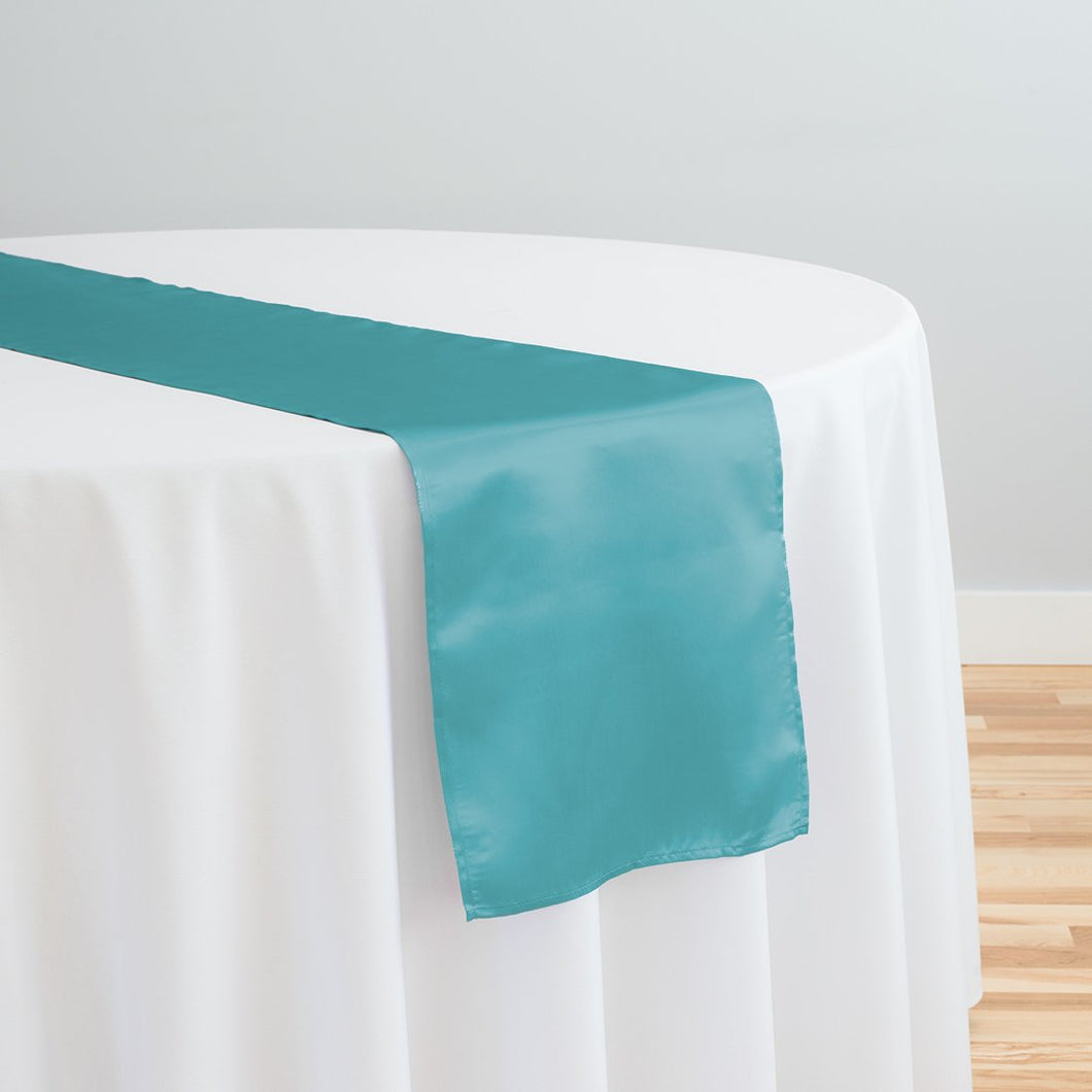 Bargain 14 X 108 in. Satin Table Runner Turquoise