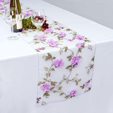 Load image into Gallery viewer, 14 x 108 in. Sheer with Pink Roses Table Runner
