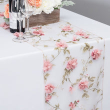 Load image into Gallery viewer, 14 x 108 in. Sheer with Pink Roses Table Runner
