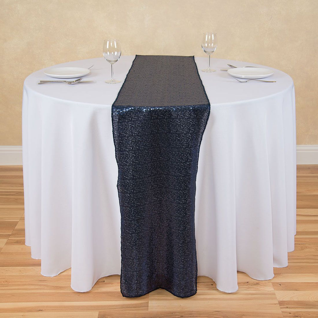 Bargain 14 X 108 in. Sequin Table Runner Navy Blue