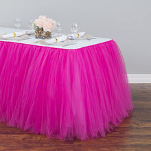 Load image into Gallery viewer, 21 ft. Tulle Tutu Table Skirt Fuchsia
