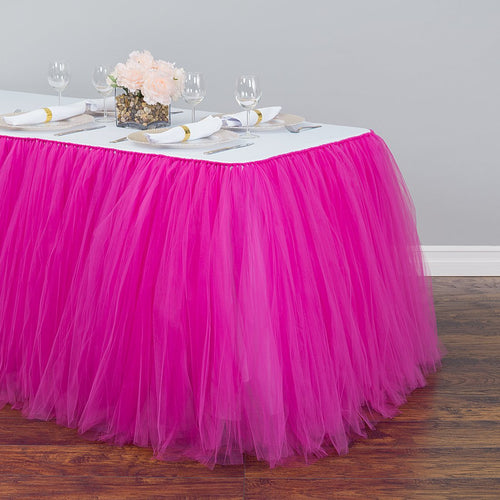 21 ft. Tulle Tutu Table Skirt Fuchsia
