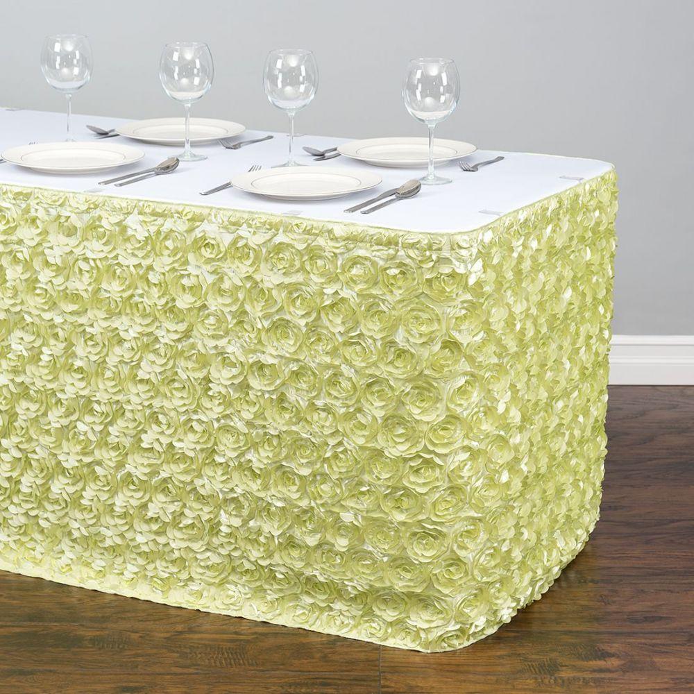 14 ft. Rosette Satin Table Skirt Tea Green