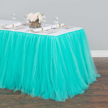 Load image into Gallery viewer, 17 ft. Tulle Tutu Table Skirt Tiffany Blue
