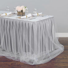 Load image into Gallery viewer, 14 ft. Two Tone Tulle Chiffon Table Skirt Silver/White
