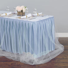 Load image into Gallery viewer, 17 ft. Two Tone Tulle Chiffon Table Skirt Baby Blue/White
