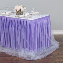Load image into Gallery viewer, 17 ft. Two Tone Tulle Chiffon Table Skirt Lavender/White
