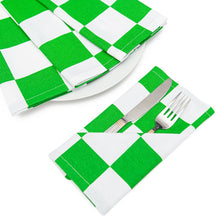 Load image into Gallery viewer, 20 X20 in. Checker Board Cotton Napkins 4/Pack Green &amp; White
