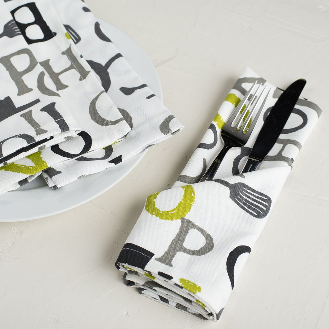 20 X 20 in. Chef Print Cotton Napkins 4/Pack (3 Colors)