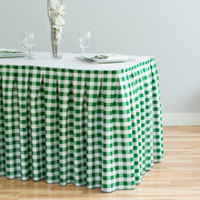 Load image into Gallery viewer, 21 ft. Polyester Table Skirt Green &amp; White Checkered
