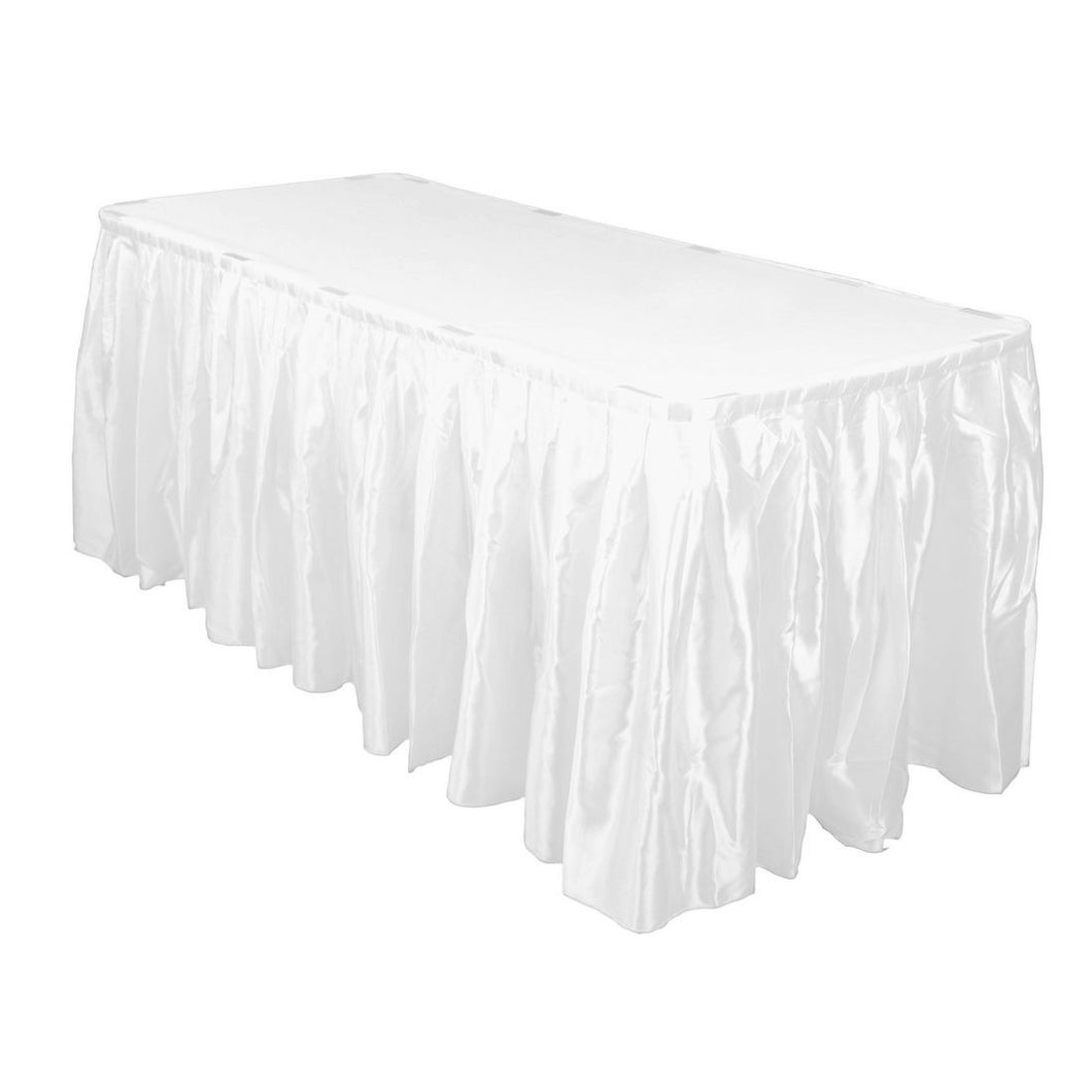 21 ft. Accordion Pleat Satin Table Skirt White