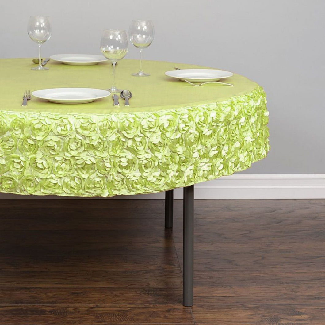 72 in. Round Rosette Satin Table Cover