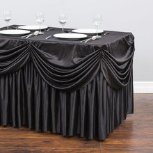 Load image into Gallery viewer, 6 ft. Drape Chiffon All-In-1 Tablecloth/Pleated Skirt Black
