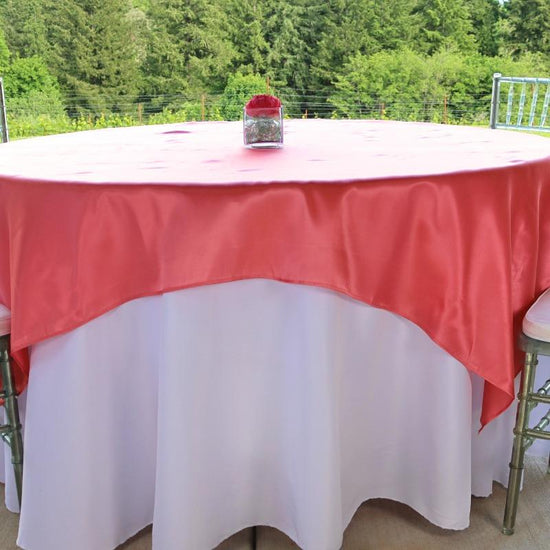 72 in. Square Satin Overlay Strawberry Ice