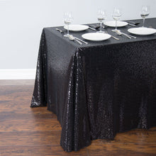 Load image into Gallery viewer, 88 X 130 in. Rectangular Sequin Tablecloth Black

