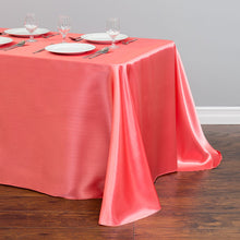 Load image into Gallery viewer, 90 x 132 in. Rectangular Satin Tablecloth Coral
