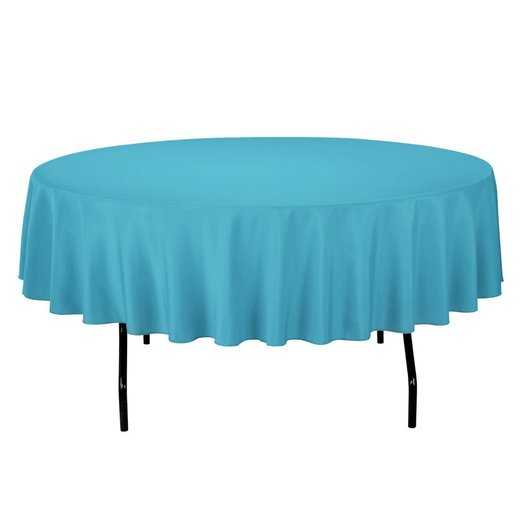 Bargain 90 in. Round Cotton-Feel Tablecloth Turquoise