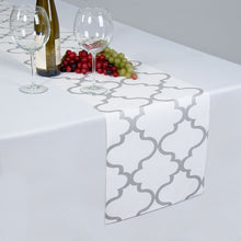 Load image into Gallery viewer, 13 x 90 in. Moroccan Print Cotton Table Runner Red &amp; Silver
