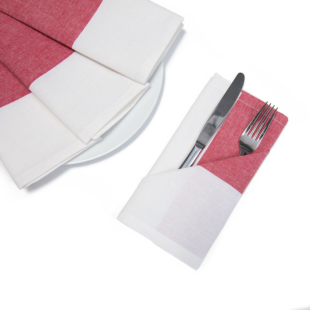 18 X 18 in. Single Striped Cotton Napkins 4/Pack Red