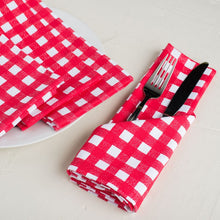 Load image into Gallery viewer, 19 X 19 in. Checkered Cotton Napkins 4/Pack Red &amp; White
