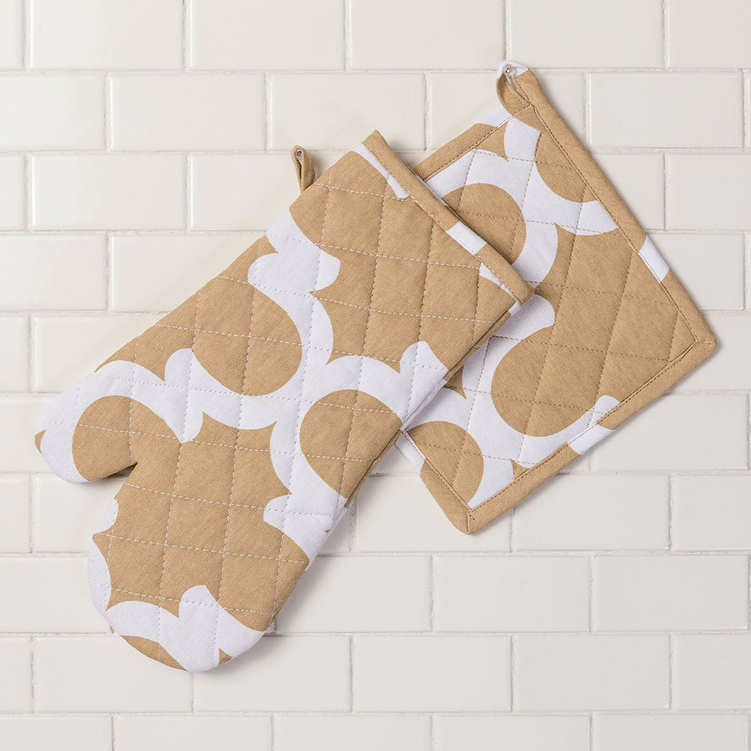 Trellis Cotton Oven Mitt / Pot Holder Set 4 Pack